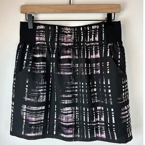 BANANA REPUBLIC Black White Lavender Abstract Print Skirt Lightweight | 4
